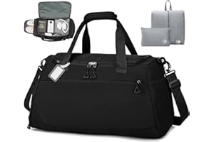BAGZY Bagage Cabine 55×35×25cm Sac a Voyage Air France KLM Lufthansa Pliable Sac Cabine Avion 55×35×25 Grande Capacité Imperméable Sacs Sport Homme pour Voyage Résistant Weekend Femme Sacs 50L Noir