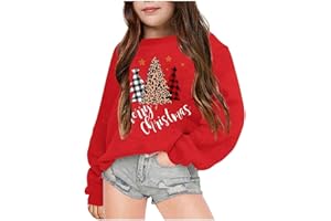 SoLu DAY8 Sweatshirt no Hood Christmas Teenage Kids Girls Age 4-14 Years Fashion Graphic Xmas Round Neck Pullover Girls Winter Long Sleeve Loose Cute Cartoon Casual Sports