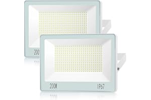 ANNIFUNLY Projecteur LED 200W 20000LM, 2 Pièces Puissant Projecteur Exterieur LED Blanc Froid 6500K, IP67 Étanche Lampe Exterieur, Eclairage pour Patio, Terrasse, Jardin, Garage, Atelier