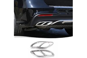 DIYUCAR 2 embellecedores de tubo de escape de acero para Clase A B C GLC W205 W213 W246 W247 X253 W177 Clase E C207 Coupe (plata brillante)