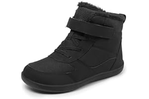 FOGOIN Boys Girls Winter Boots Kids Fur Lined Ankle Snow Boots Childrens Warm Walking Shoes Outdoor