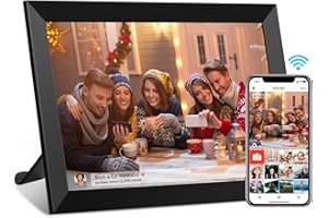 Cadre Photo Numérique WiFi 10.1 Pouces IPS Écran Tactile Smart Cloud Connecté avec 32Go Espace, Rotation Automatique, Partage