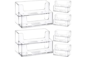 LDHHYH 6 Pack Business Card Holders, 2 Tier Acrylic Business Card Holder Display, Business Card Stand Desktop Business Card Holders for Exhibition, School, Office, Fits 60 to 90 Business Cards