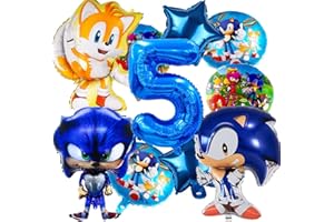 ANBOBILI Sonic Palloncini Compleanno 5 Anni, 10 Pezzi Sonic Decorazioni Palloncino, Palloncini Sonic 5 Anni, Palloncini per Feste Sonic Palloncini di Alluminio, per Decorazione Feste Compleanno Bambini