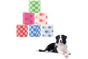 VALICAER 6 Rollos Vendaje Elastico Adhesivor Lindos Patrones Venda Cohesiva Vendaje Autoadhesivo Perro Autoadhesivo para Mascotas Wrap Vendas para Muñecas Tobillos para Esguinces e Hinchazón 5cm x 4.5m