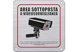 Flintronic 1 Pezzi Cartello Area Videosorvegliata Alluminio, 15x15cm Proprietà Privata Cartelli Metallo con Avviso GDPR, con Adesivo 3M e Fori Preforati, per Casa e Negozio, Interno ed Esterno