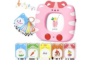 JoyCat Talking Flash Cards for Toddlers, 314 Words+6 Songs, Montessori Toys, Autism Sensory Speech Therapy Toys, Educational Learning Toys, Gift for 2+ Year Old Kids Boys Girls Pink