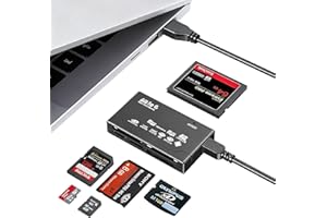 ZESCYHA Lecteur de Carte Mémoire, Lecteur Multiple Cartes, USB 2.0 6-en-1, Adaptateur USB Tout-en-Un Compatible avec SD TF CF SDHC MiniSD xD Windows et Mac, Vitesse de Transfert Jusqu'à 480 Mbps, Plug & Play