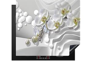 Kitchenyeah© Protezione Piano Induzione 60x52 cm Coperchio Piano Piastra Cottura Copri Fornelli Coprifornello Proteggi Tappetino Antigraffio Copripiano Cucina Fiore - Bianco - Giallo