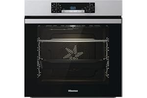 Hisense BI62216AXE2 - Horno Hidrolitico, Clase A, Guía Telescópica, Gran Capacidad 77L, Cocción Simultánea x5, Doble Grill, Calentamiento Rápido, Inox