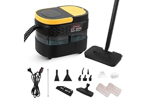 Do-Electr Limpiador a vapor con rueda,calentamiento en 10 segundos,depósito de 1,6 l, mango ajustable en 3 posiciones,vaporizador de 2500 W para limpieza, vaporizador portátil para limpieza con