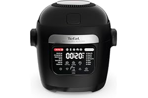 Tefal Rapid Multi Cooker & Air Fryer, Auto Stirring Tech, 14 Programmes including Steam, Grill, Roast, Risotto, Slow Cook, Crispy, Multi Layer Cooking, 6L Capacity, Black, MY7408G1