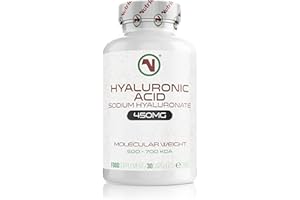 Nutriodol HYALURONIC Acid Supplement 450MG | 30 Vegan Capsules | Non-GMO Sodium Hyaluronate | Molecular Weight 500-700 kDa.