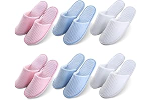 Pritok Pantofole per ospiti e hotel, 6 paia spugna antiscivolo, tessuto corallo, 28x11 cm, Rosa