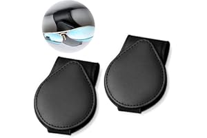 RHZXD Brillenhalter für Auto, 2 Stück Sonnenbrillenhalter Auto, Tragbar und Langlebig Magnetisch Leder Brillenhalter für Auto, Brillen Halterung Geschenke für Freunde Familie Schwarz (Tropfenförmig)