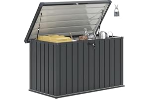 Outsunny Baule da Esterno da 400L con Coperchio a Doppia Leva, Serratura e 2 Chiavi, Cassapanca Contenitore da Esterno Impermeabile in Acciaio Zincato, 124x66x72 cm, Grigio Scuro
