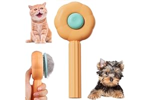 BNFGD 1Pcs Pet Combing Brush, Cat & Dog Brush with Hair Removal Button, Artifact for Stroking Pets - Orange