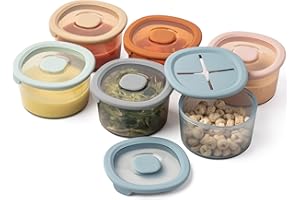 Moonkie 6 Piezas Tarros Bebe Comida Silicona 240ml | Recipiente Comida Bebe con Tapa para aperitivos | Tarros de Conservación | Sin BPA | Apto para Lavavajillas, Refrigeradores y Microondas