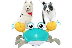 JKGIFTS Hundespielzeug, Interaktives Hundespielzeug Riechendes Krabben- Hundespielzeug Intelligenz Hundespielzeug Große Kleine Hunde mit Hindernis Vermeidung Sensor Musik und Lichter Weihnachten
