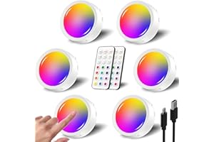 TEDMOS Luz Armario LED Recargable USB RGB, Batería de 1600mAh Luces Vitrina Sin Cable Foco LED Colores con Pulsador Luz Bajo Mueble Cocina con Mando Lámpara Noche Inalámbricas Iluminacion Interior Escalera