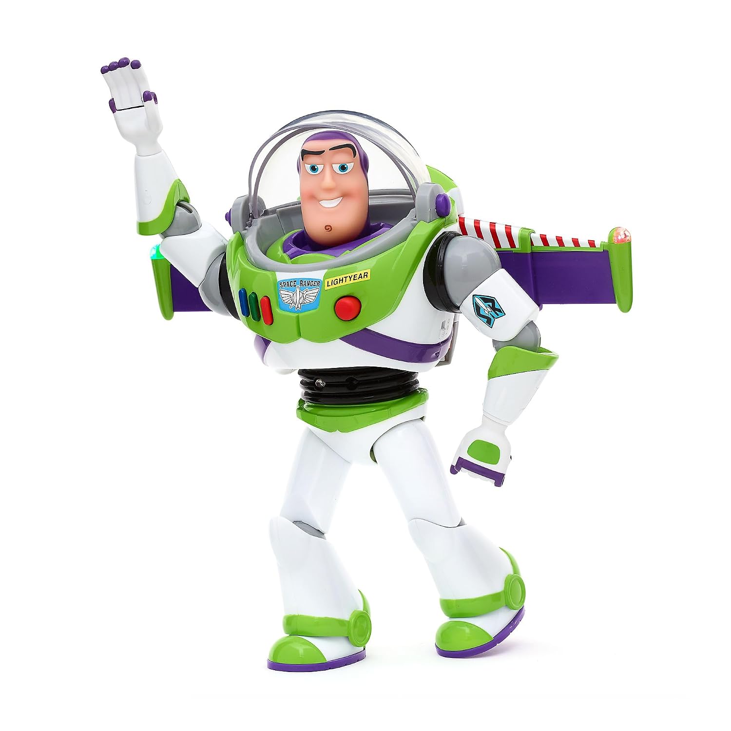 Disney Store Action Figure Interattiva Parlante di Buzz Lightyear, Toy Story, 36 cm, con Repertorio di 15 Frasi in Inglese, Interagisce con Altri Personaggi, dai 3 Anni in su