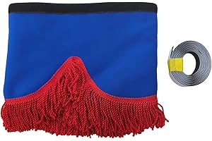 ‎KRAM-TRUCK KramTruck - LKW-Gardine mit Quasten - Sonnenblende für LKW - Sonnenschutz für Alle Truck Maarken (Blau, Rote Quasten)