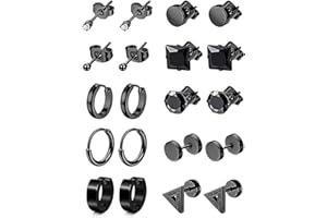 XOEMEL 6 Paar Ohrringe Set für Herren Hypoallergen Ohrstecker Chirurgenstahl Ohrstecker Schwarz Ohrringe für Mehrere Ohrlöcher Zirkonia Creolen Ohrstecker Set Tragus piercing Silber für Herren Damen