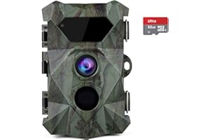 COOLIFE 4K 32MP Cámaras de Caza HD Fototrampeo Distancia de Disparo de hasta 25 m Velocidad de Disparo 0.1s Cámara de Caza Nocturna 46 pcs 940nm LED IR sin Brillo Admite hasta 512G