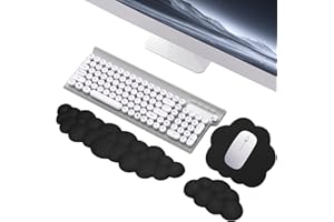 Mardiko Nuage Repose Poignet Clavier et Souris avec Dessous de Verre, Clavier & Tapis de Souris Ergonomique en Mousse à Mémoire Antidérapant pour Bureau Maison Jeux, Noir