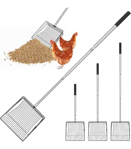 DASIAUTOEM Hühnerstall-Reinigungswerkzeug – Verstellbare Kot-Schaufel Mit Holzgriff, Edelstahl – Für Stall, Garten & Co.