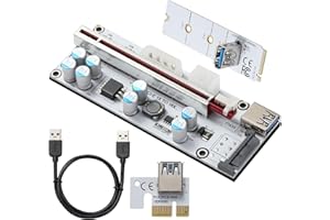 YBBOTT Riser PCIE Riser GPU VER010X PCIE Cable de Extensión 1X a 16X (4PIN/6PIN/MOLEX) M.2 a PCI-E Riser Tarjeta Equipo de Extracción Bitcoin Litecoin Ethereum