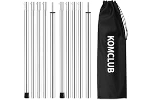 KOMCLUB Pali telescopici in Acciaio Inossidabile per Tende da Campeggio, Versione più Spessa, 75 Pollici con Pali Pieghevoli e 1 Borsa