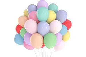 DAZAKA Palloncini Pastello, Palloncini Colorati Macaron - 100 Pezzi 30 cm Lattice Elio o Aria,Palloncini Arcobaleno Feste Biodegradabili Decorazioni per Compleanno Feste Baby Shower Matrimonio