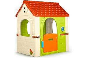 Feber - Fantasy House, Casita Infantil de Juegos con Puerta Abatible, Jugar al Aire Libre o en Casa, Resistente y de Fácil Montaje, para Niños de 2 a 6 años, Famosa (800010237), Versión previa