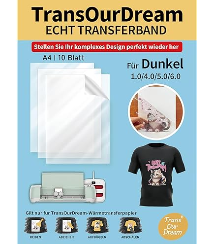 TransOurDream A4X20 Blatt 2 Silikonpapier,Echte Inkjet/Laser T-Shirt Transferpapier,Transferfolie Bügelfolie(durchscheinend Folie), für helle Textilien, Textilien Aufbügeln