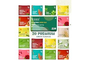 Teabox Wellness Green Tea Sampler Pack - 20 Assorted Tea Bags, 10 Flavors 2 Each Whole Leaf, 0% Bitterness Green Tea Variety Pack for Every Mood