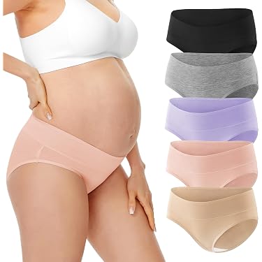 AOOPOO Schwangerschaft Slip Damen – Baumwolle Umstandsslip Mit Verstellbarer Taille & Bauchstütze – 6er Pack