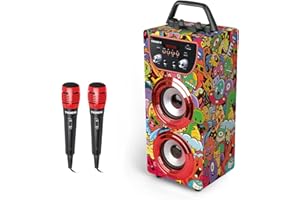 PARTY TOWN Trendix - Karaoke Machine Kids Monster Club | Karaoke Machine 2 Microphones | Kids Karaoke Machines | Karaoke Microphones Bluetooth, FM Radio, USB & Micro SD | Portable Speaker | Speaker With Micropho