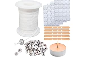 【8200 cm】 Kerzendocht, 135 Stück Kerzen Selber Machen Set, Kerzendochte für Kerzen,Rauchfrei Docht, Dochte für Kerzen mit Dochthalter und Aufkleber für DIY Kerzenherstellung Weihnachten Duftkerzen