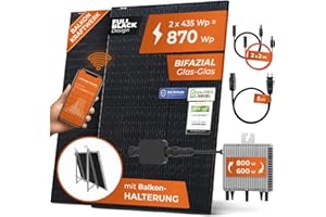 Solarway Impianto solare completo da balcone, 600 W, 2 x 395 W, modulo JaSolar, inverter Deye con APP/WIFI + accessori, plug & play, non omologato (supporto per balcone)