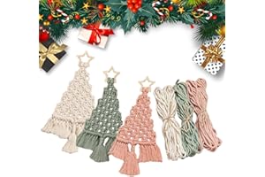Vordpe 3 Stück Weihnachten Makramee Set, Makramee DIY Kit für Weihnachten, Weihnachtsanhänger, Hängende Ornamente Gewebte Makramee für Urlaub Wandbehang Dekoration