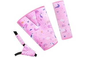 AMUSEPROFI Car Seat Belt Pad Set for Kids, Soft Harness Pads for Kids, Multifunctional Seat Strap Covers for Child, Toddler Baby Shoulder Strap Protector, Unicorn