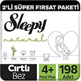Sleepy Natural 2-Piece Deal Package Diaper 4+ Number Maxi Plus 198 Pieces