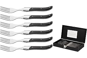 Jay Hill Laguiole - Tenedores de carne (6 unidades), color negro