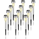 GIGALUMI - Luci solari per esterni, confezione da 12, in acciaio inox, impermeabili, LED, per giardino, cortile, prato, patio