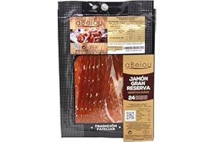 aBeiou. JAMBON TRANCHÉ GRANDE RÉSERVE DUROC PREMIUM, affiné pendant plus de 25 mois (supérieure au jambon serrano) fabriqué à Guijuelo Espagne. 100gr (1 enveloppe)