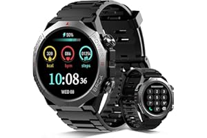 QECNATO Smart Watch for Men, Military Smartwatch Answer/Make Calls, 110+ Sports Modes Fitness Watch with Sleep Monitor/Step Counter/Activity Tracker, IP68 Waterproof Fitness Tracker for Android IOS, Black