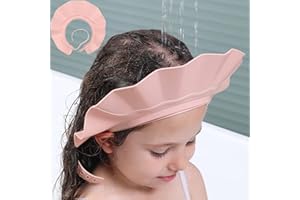 EMTSEB Baby Shower Cap Bath Visor Protection Silicone Adjustable Safe Shower Bathing Cap for Infants Toddler Baby Kids Children (6 Months-12 Years old/36-58cm, Pink)