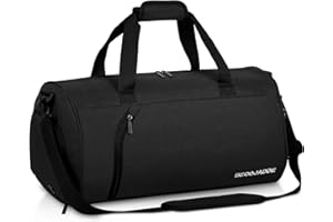 BECOJADDE Sporttaschen für Damen und Herren, 35L Reisetasche Duffel Bag Übernachtungstasche mit Schuhfach & Nassfach, wasserdichte Handgepäcktasche für Sport, Fitnessstudio, Schwimmen, Schwarz