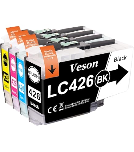 Cartouches Encre Veson LC426 Compatibles Brother – Lot 4 Couleurs (noir, Cyan, Magenta, Jaune)